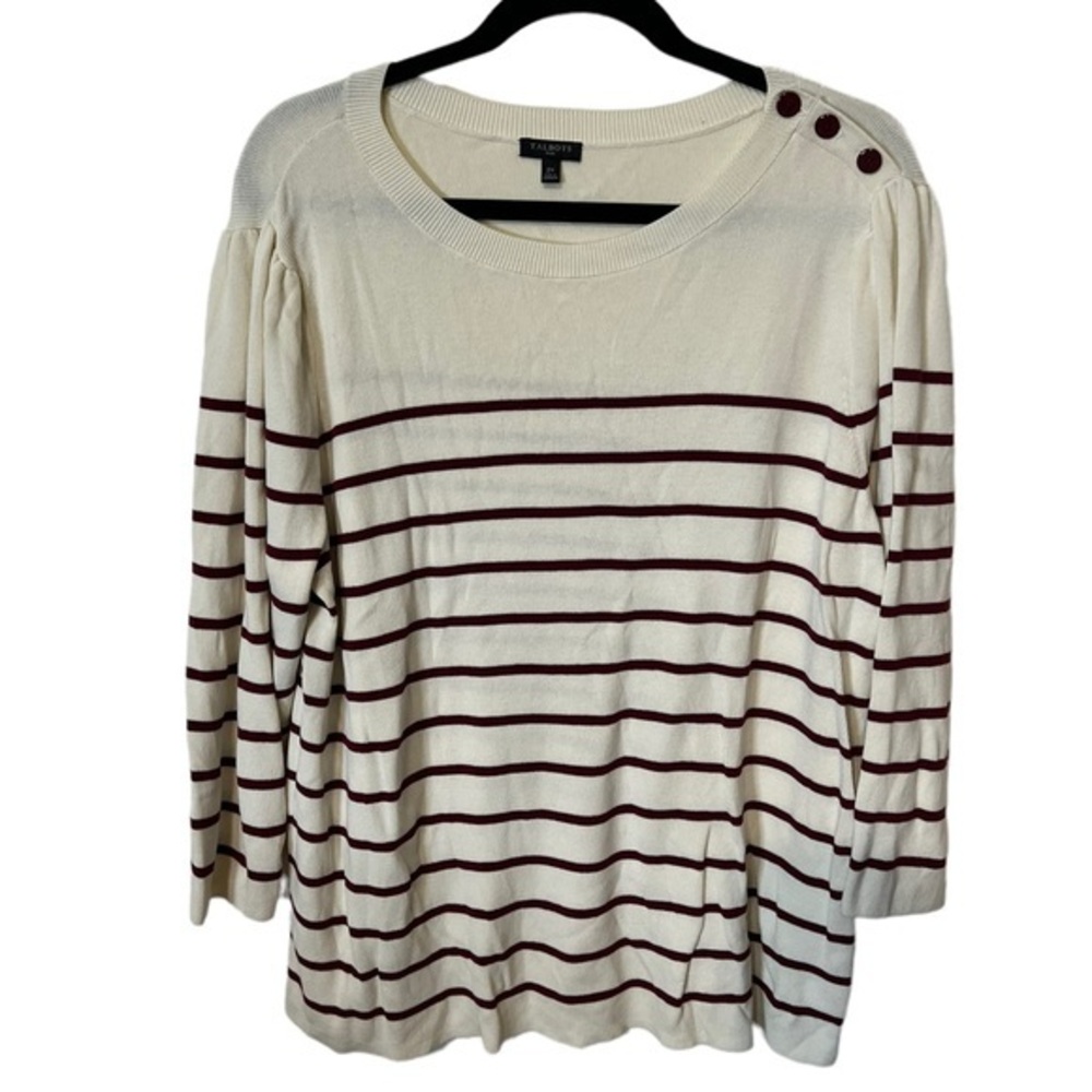 Talbots Plus Maroon And Cream Striped sweater top Size 2XL
